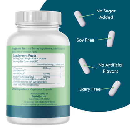 Calm AF (Advanced Formula) with Suntheanine®, PharmaGABA® and Shoden® Ashwagandha